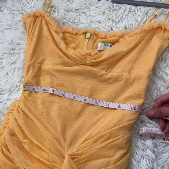 House of CB Yellow Asymmetrical Gabbi Ruffled Gown - Picture 4 of 7